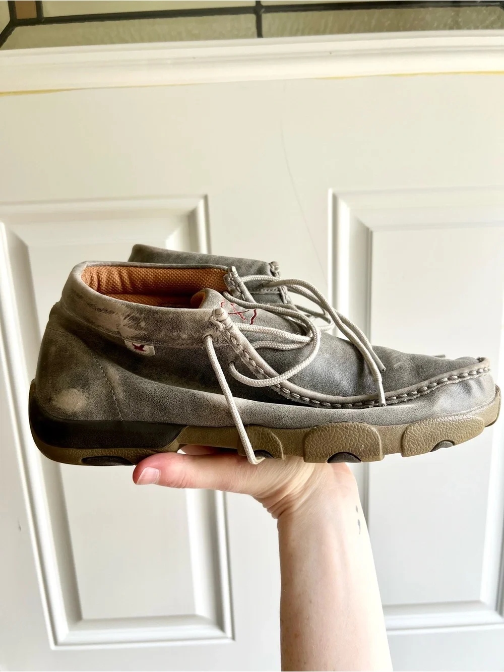 Twisted X Men's Chukka Leather Driving Moc Shoes in Grey
